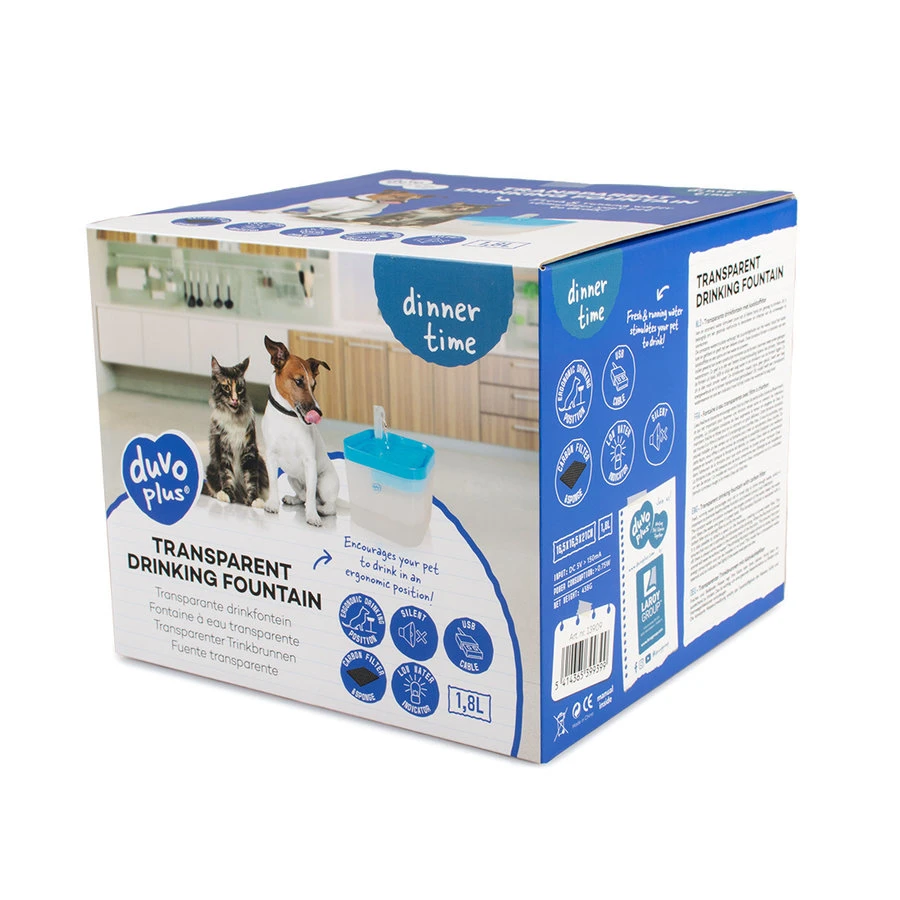 Duvo+ Transparante Waterfontein | 1,8 Liter Inhoud 4 Duvo+ Transparante Waterfontein | 1,8 Liter Inhoud - Afbeelding 2